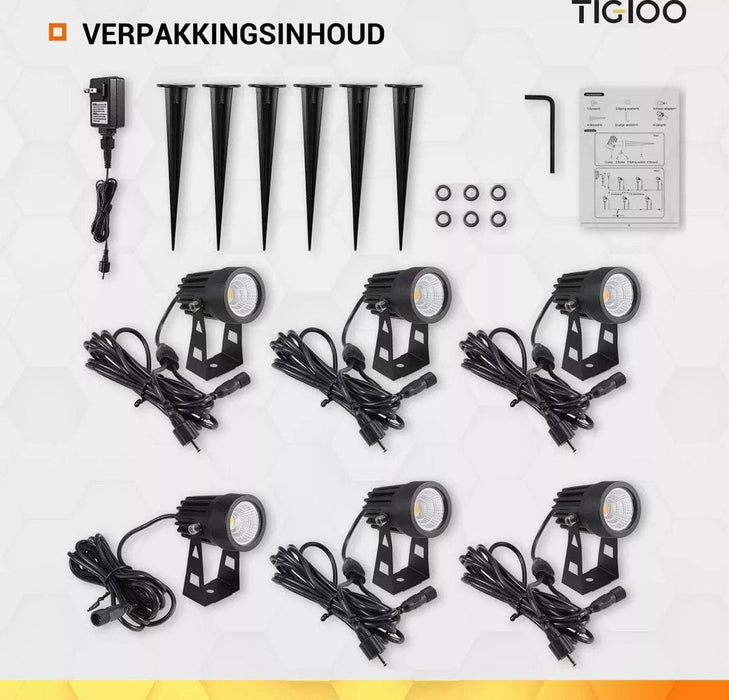 TIGIOO LED Tuinspot Buitenverlichting - 6 Tuinlampen - Tuinverlichting - Waterdicht (6 PACK) - ThatLyfeStyle